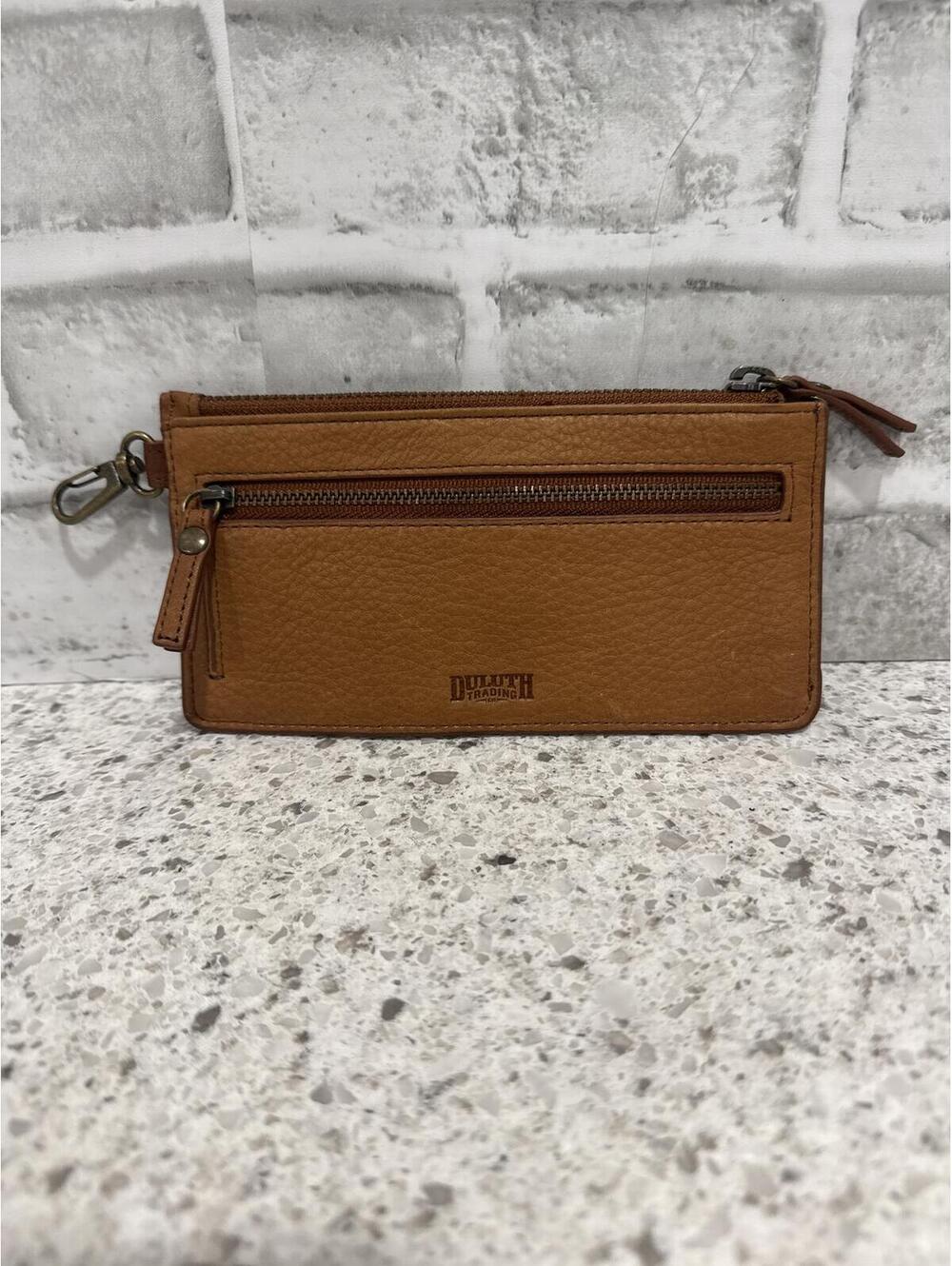 Duluth Trading Co. Brown Leather Wallet with Zipper and Card Slots